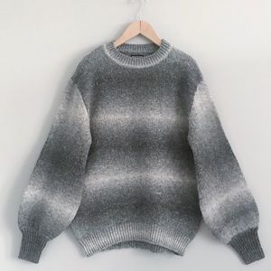 Who What Wear Gray Ombré Striped Sweater